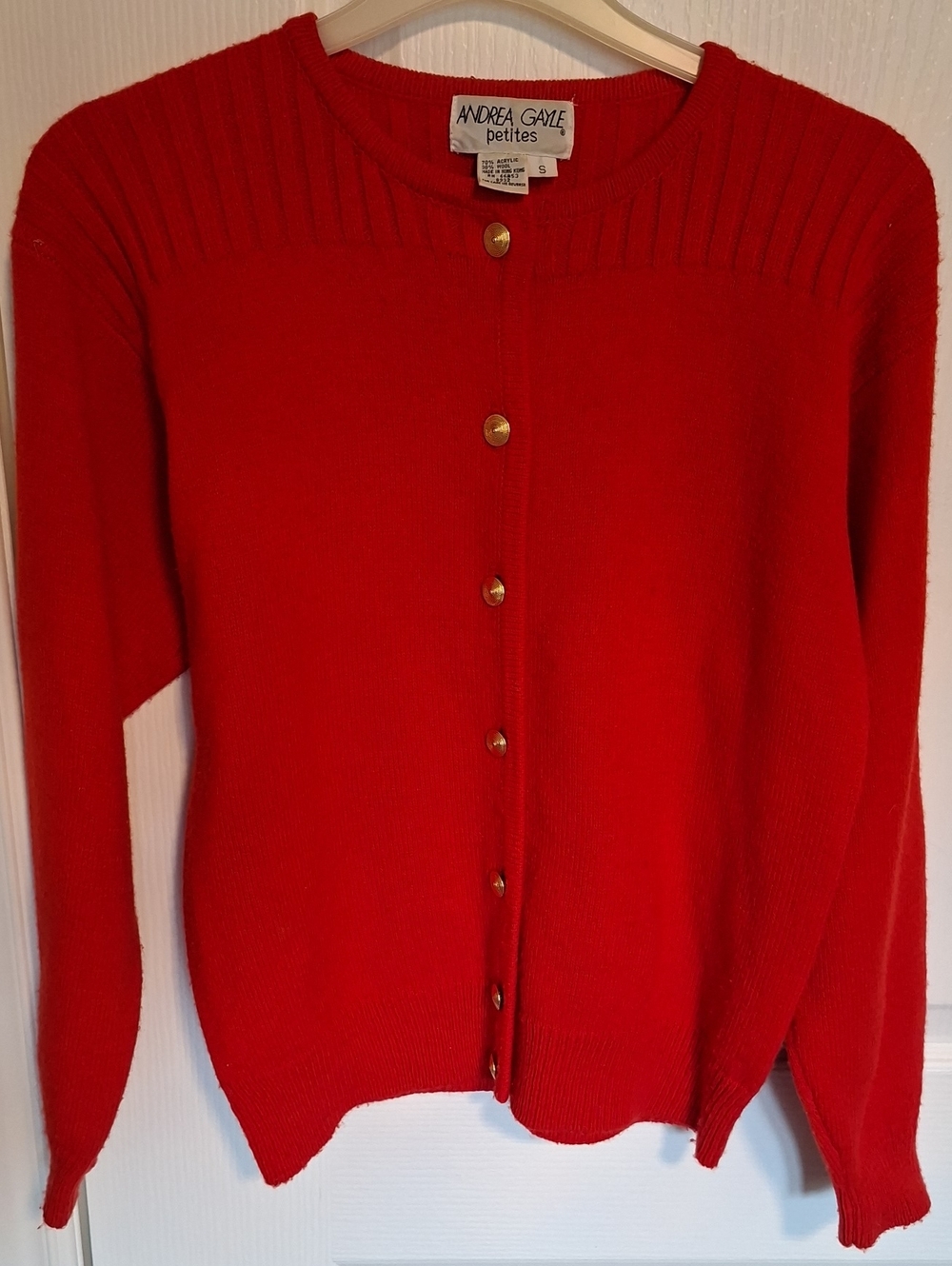 Andrea Gayle Petite Red Button-Front Cardigan